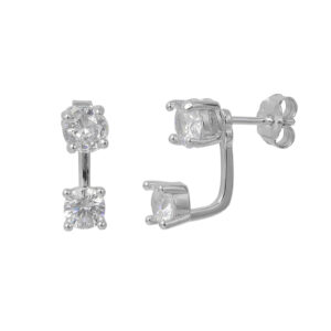 עגיל סוליטר בשילוב סוליטר מתחת לאוזן