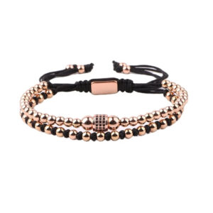 צמיד דאבל מחורז רוז גולד