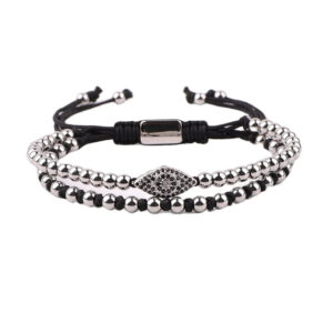 צמיד דאבל מחורז כסף