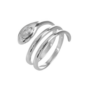 טבעת ספירלה נחש בשיבוץ אבן