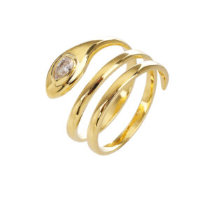 טבעת ספירלה נחש בשיבוץ אבן