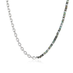 שרשרת חצי חצי אבנים וגורמט כסף