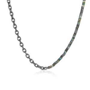 שרשרת חצי חצי אבנים וגורמט מוברש