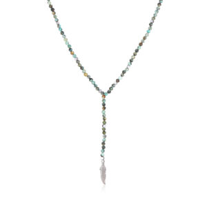 שרשרת עניבה ירקרקה נוצה