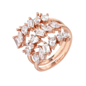 טבעת ספירלה משובצת אבנים בצורות