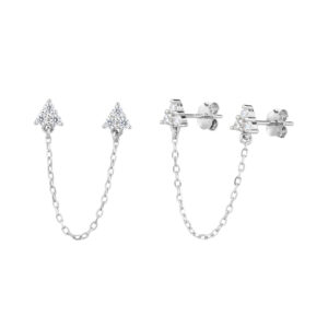 עגיל שרשרת משובץ משולשים