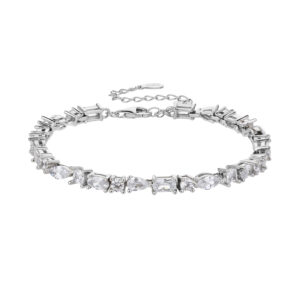 צמיד טניס בשיבוץ אבנים בצורות