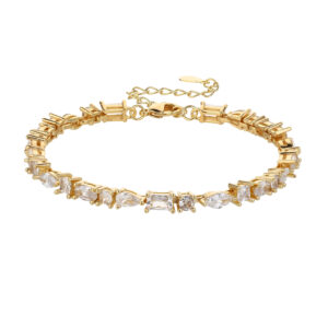 צמיד טניס בשיבוץ אבנים בצורות